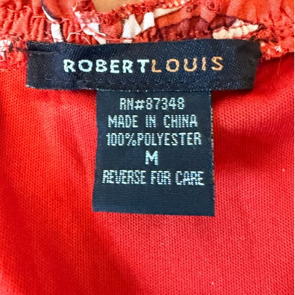 Robert Louis Red Rust Floral Bell Sleeve Flowy Pullover Dress Women’s Medium - Picture 10 of 10
